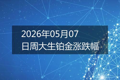 2026年05月07日周大生铂金涨跌幅