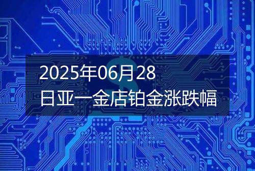 2025年06月28日亚一金店铂金涨跌幅