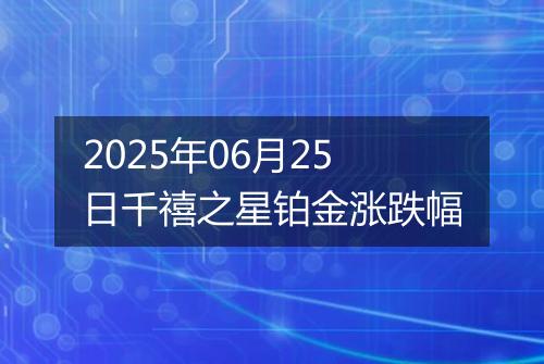 2025年06月25日千禧之星铂金涨跌幅