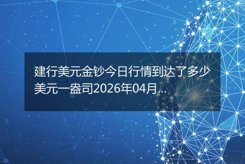 建行美元金钞今日行情到达了多少美元一盎司2026年04月26日