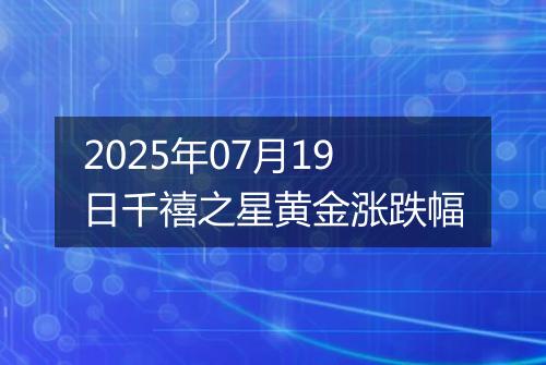 2025年07月19日千禧之星黄金涨跌幅