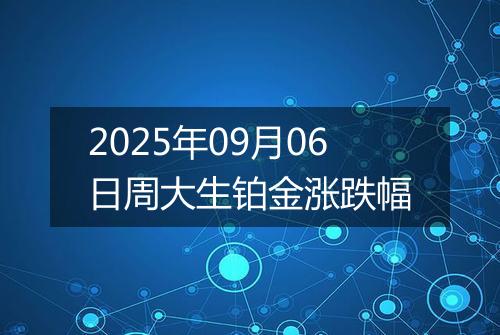 2025年09月06日周大生铂金涨跌幅