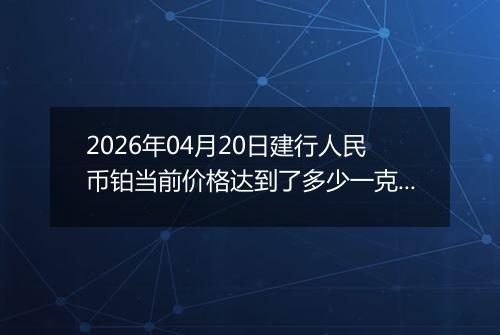 2026年04月20日建行人民币铂当前价格达到了多少一克2026年04月20日