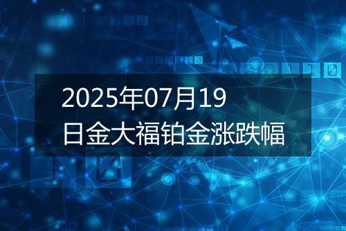 2025年07月19日金大福铂金涨跌幅