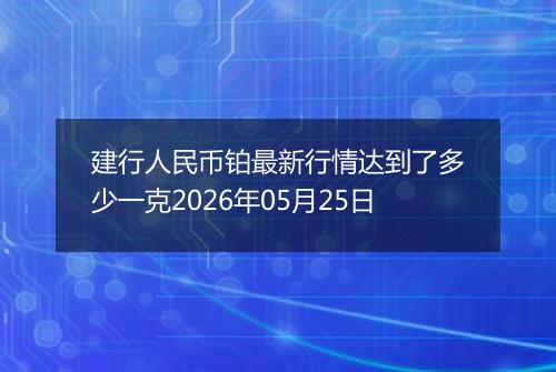 建行人民币铂最新行情达到了多少一克2026年05月25日