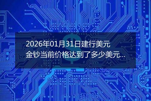 2026年01月31日建行美元金钞当前价格达到了多少美元一盎司2026年01月31日