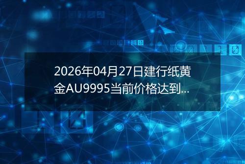 2026年04月27日建行纸黄金AU9995当前价格达到了多少一克2026年04月27日