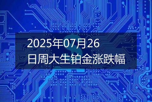 2025年07月26日周大生铂金涨跌幅