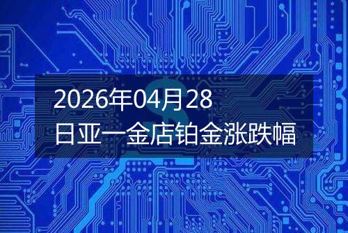 2026年04月28日亚一金店铂金涨跌幅