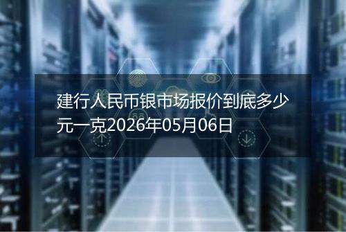 建行人民币银市场报价到底多少元一克2026年05月06日