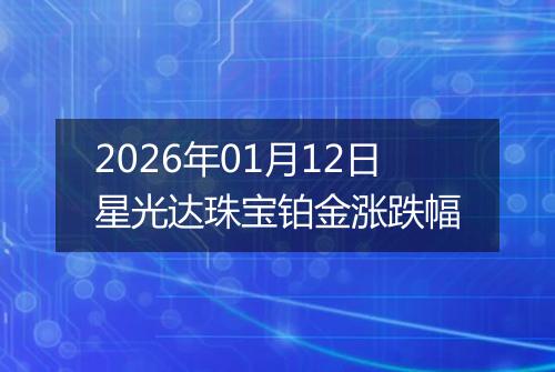 2026年01月12日星光达珠宝铂金涨跌幅