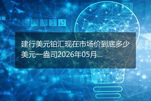 建行美元铂汇现在市场价到底多少美元一盎司2026年05月08日