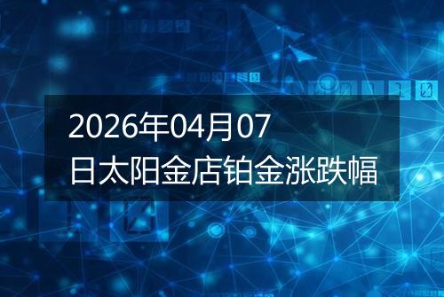 2026年04月07日太阳金店铂金涨跌幅
