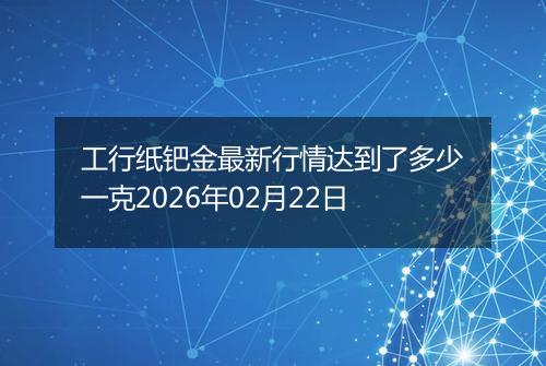 工行纸钯金最新行情达到了多少一克2026年02月22日