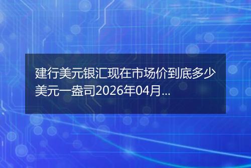 建行美元银汇现在市场价到底多少美元一盎司2026年04月06日