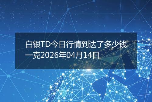 白银TD今日行情到达了多少钱一克2026年04月14日
