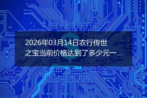 2026年03月14日农行传世之宝当前价格达到了多少元一克2026年03月14日