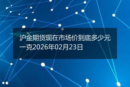 沪金期货现在市场价到底多少元一克2026年02月23日