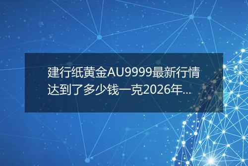 建行纸黄金AU9999最新行情达到了多少钱一克2026年05月12日