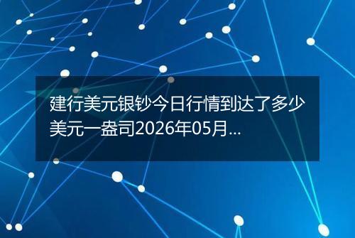 建行美元银钞今日行情到达了多少美元一盎司2026年05月29日