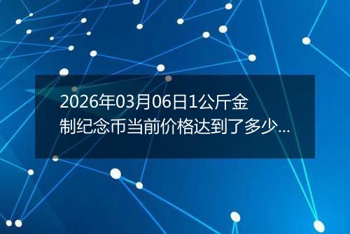 2026年03月06日1公斤金制纪念币当前价格达到了多少元一个2026年03月06日
