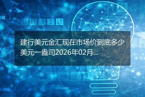 建行美元金汇现在市场价到底多少美元一盎司2026年02月19日