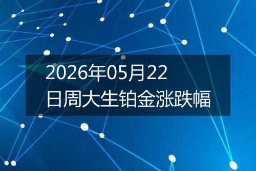 2026年05月22日周大生铂金涨跌幅