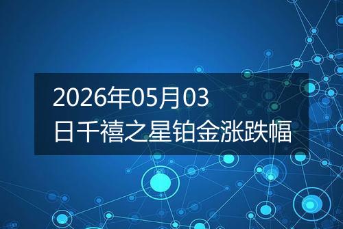 2026年05月03日千禧之星铂金涨跌幅
