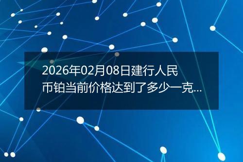 2026年02月08日建行人民币铂当前价格达到了多少一克2026年02月08日