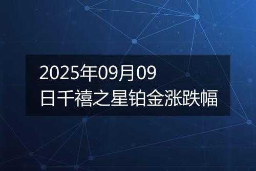 2025年09月09日千禧之星铂金涨跌幅