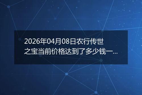 2026年04月08日农行传世之宝当前价格达到了多少钱一克2026年04月08日