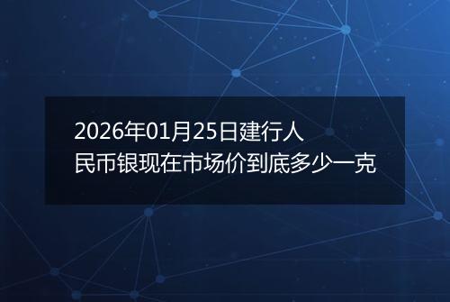 2026年01月25日建行人民币银现在市场价到底多少一克
