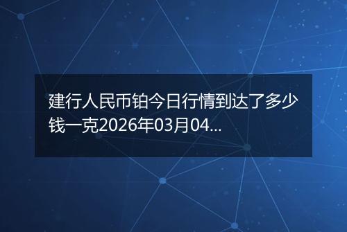 建行人民币铂今日行情到达了多少钱一克2026年03月04日