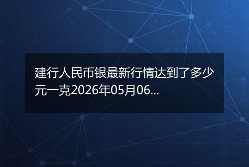 建行人民币银最新行情达到了多少元一克2026年05月06日