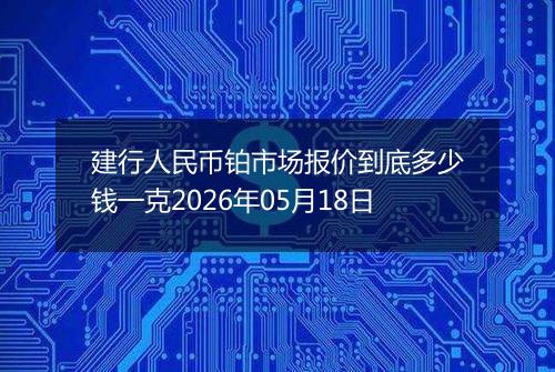 建行人民币铂市场报价到底多少钱一克2026年05月18日