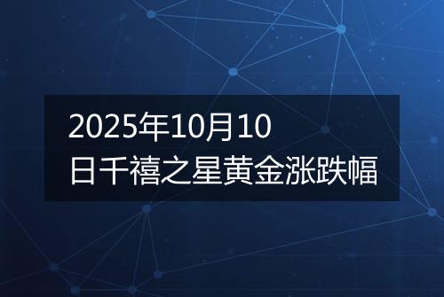 2025年10月10日千禧之星黄金涨跌幅