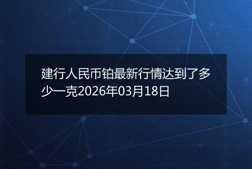 建行人民币铂最新行情达到了多少一克2026年03月18日
