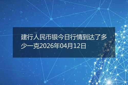 建行人民币银今日行情到达了多少一克2026年04月12日