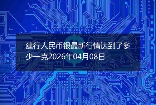 建行人民币银最新行情达到了多少一克2026年04月08日