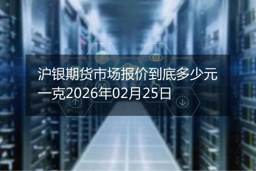 沪银期货市场报价到底多少元一克2026年02月25日