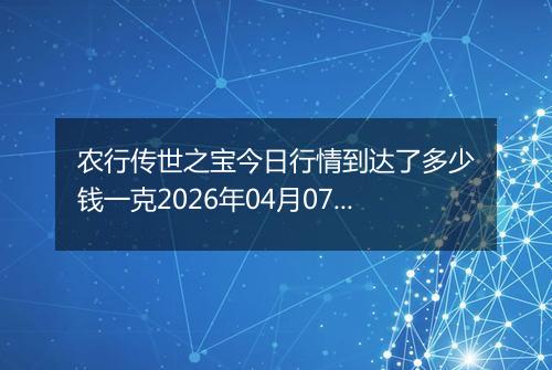 农行传世之宝今日行情到达了多少钱一克2026年04月07日