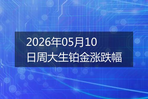 2026年05月10日周大生铂金涨跌幅