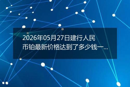 2026年05月27日建行人民币铂最新价格达到了多少钱一克