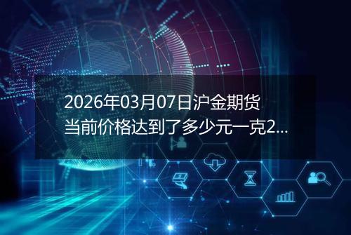 2026年03月07日沪金期货当前价格达到了多少元一克2026年03月07日