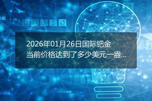 2026年01月26日国际钯金当前价格达到了多少美元一盎司2026年01月26日