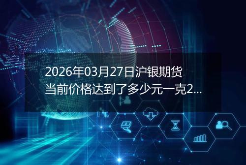 2026年03月27日沪银期货当前价格达到了多少元一克2026年03月27日