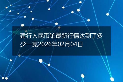 建行人民币铂最新行情达到了多少一克2026年02月04日