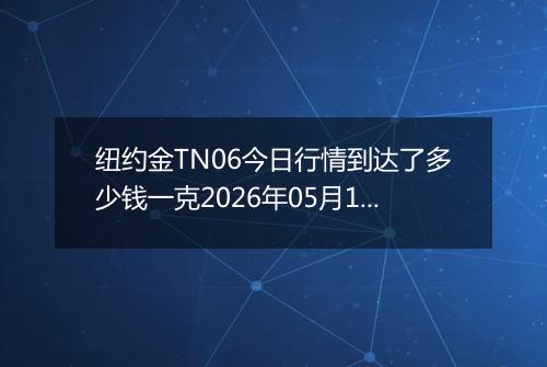 纽约金TN06今日行情到达了多少钱一克2026年05月12日