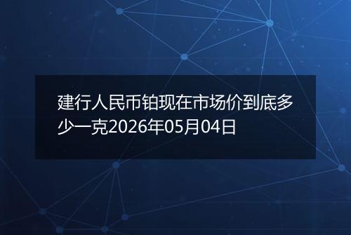 建行人民币铂现在市场价到底多少一克2026年05月04日