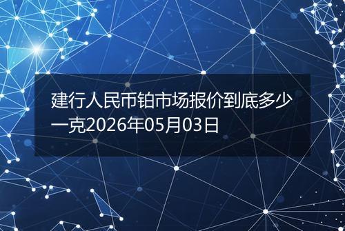 建行人民币铂市场报价到底多少一克2026年05月03日